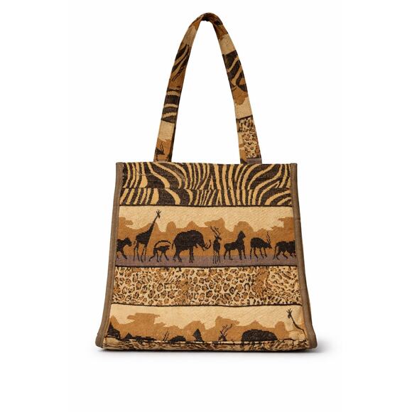 Jade Handbags - Jade Safari Tapestry Tote Bag Animal Print Zip Pouch